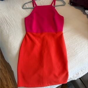 NSR Vibrant Pink and Orange Mini Dress